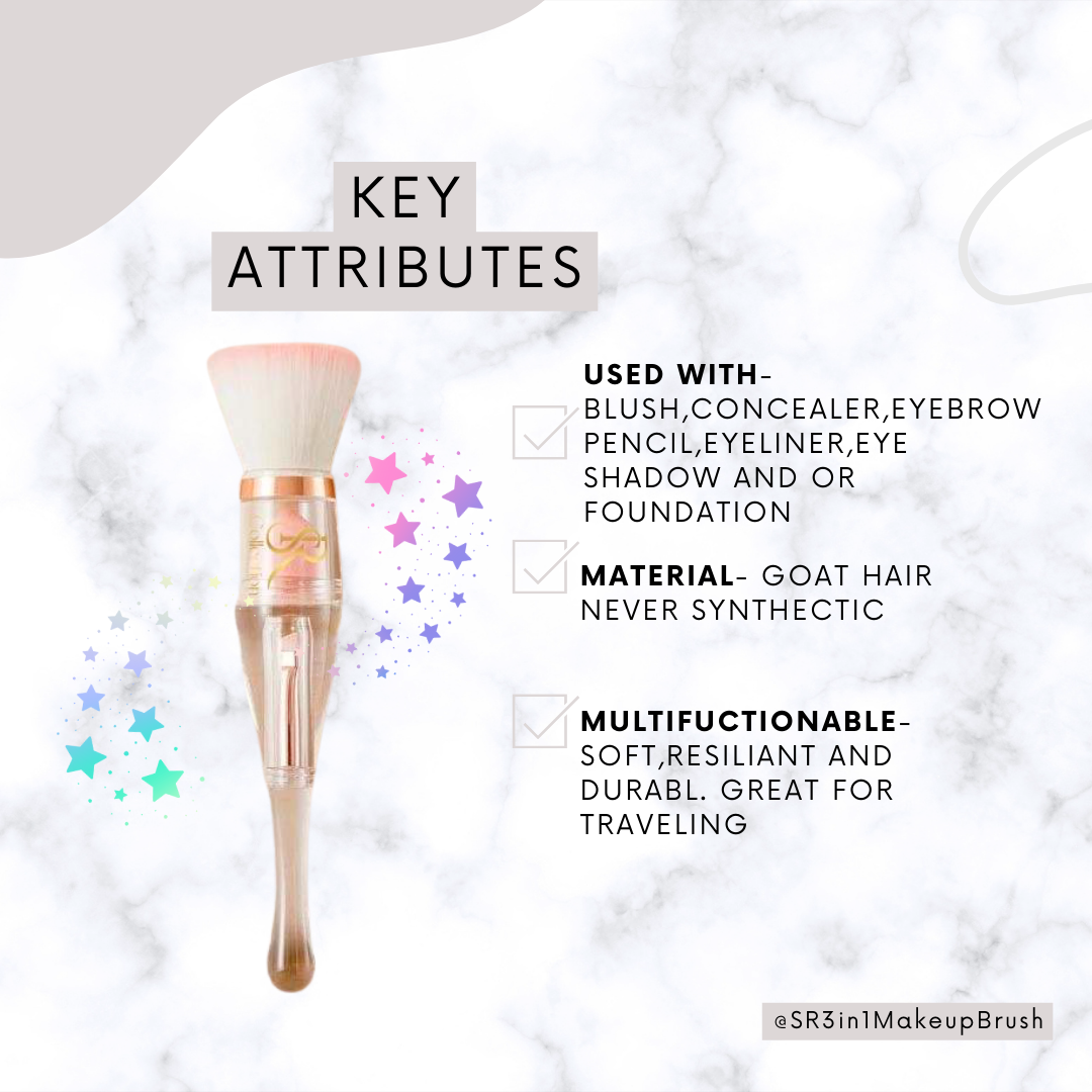 Multifunctional 3 in 1 Double Ended Make-up Brush